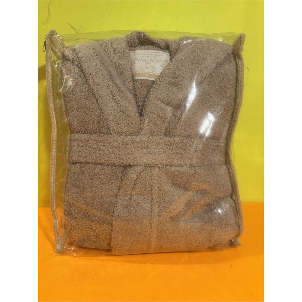beige/tan colored microfiber coral fleece bath robe M
